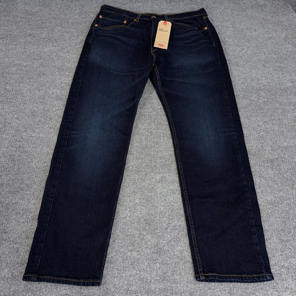 Levis 505 Jeans Men 34x30 Blue Dark Wash Stretch Denim Regular Straight NEW